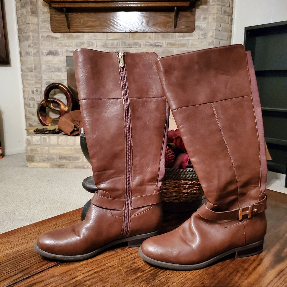 Brown Tommy Hilfiger Wide Calf Boots